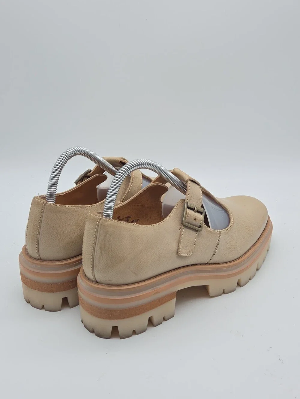 Korks Vega Platform Lug Sole Mary Jane Shoes Cream Women's 8